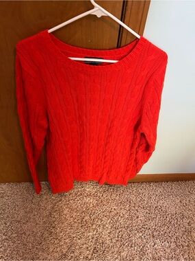 Orange Cable Knit Women's Sweater